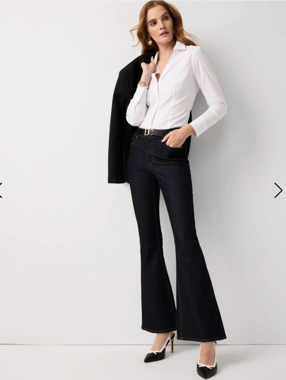The White House Black Market White Office Career Minimalist Button Up Poplin